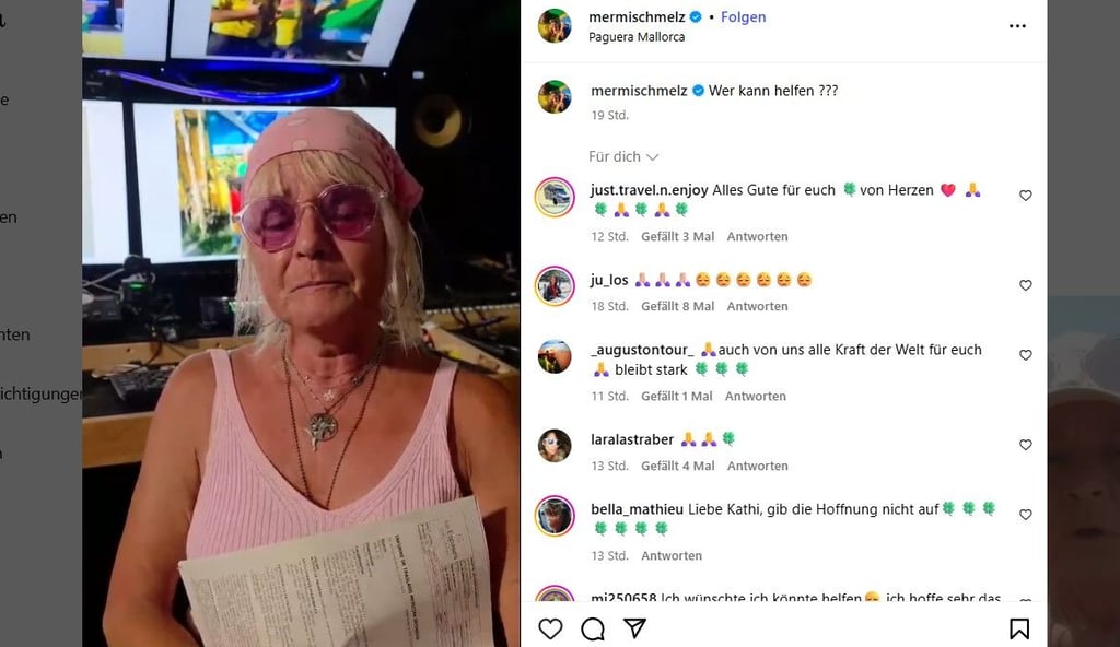 Der Mallorca-Auswanderer Thommy Schmelz liegt immer noch im Krankenhaus. Kathrin Mermi-Schmelz bittet um Hilfe.