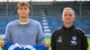 Neuzugang des 1. FC Magdeburg: Tim Giesen wird künftig unter Petrik Sander (r.) und Pascal Ibold in der Regionalliga spielen.