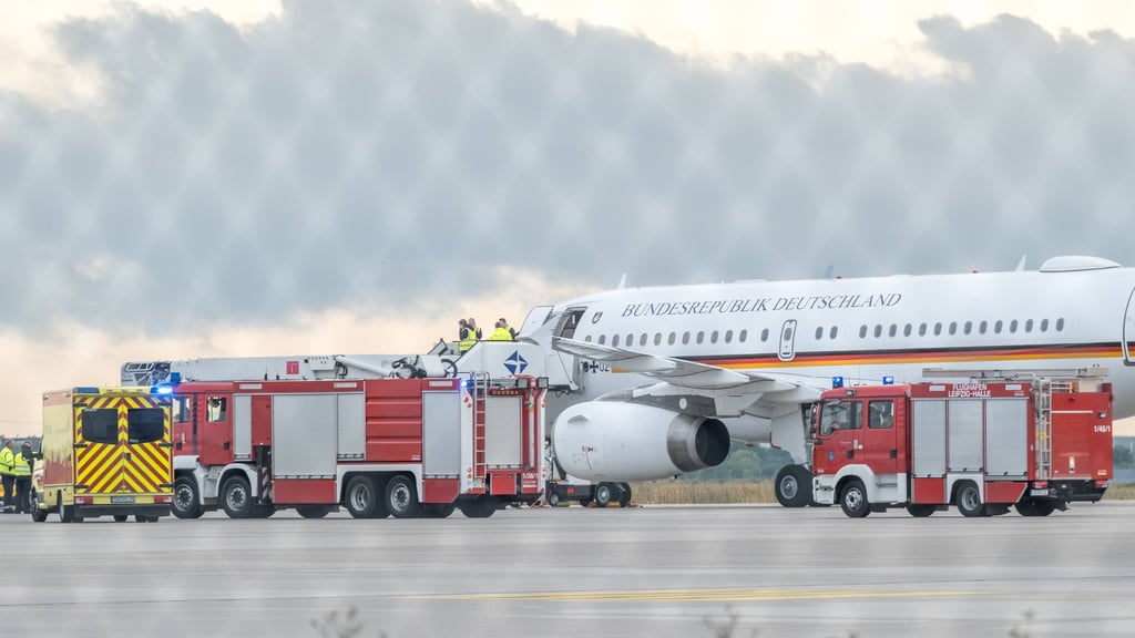 Ein Flugzeug der Flugbereitschaft der Bundeswehr landete außerplanmäßig in Leipzig.