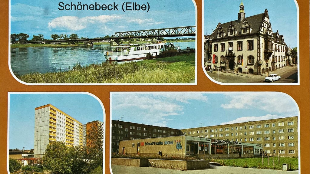 Eine Volksstimme-Leserin stellte diese Postkarte aus der DDR-Zeit zur Verfügung. Sie zeigt die Ernst-Thälmann-Brücke, das Rathaus, Neubauten in der Moskauer Straße sowie die Kaufhalle Süd.