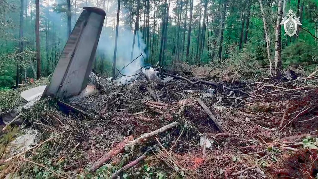 Überreste der abgestürzten An-24 mitten in der Taiga.