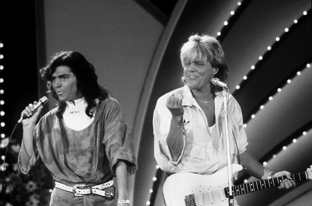Das deutsche Pop-Duo Modern Talking mit Thomas Anders (links) und Dieter Bohlen bei einem Auftritt im Oktober 1985.