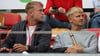 Kilian Zaruba (l.), hier neben Robin Friedrich, auf der Tribüne des Leuna-Chemie-Stadions.
