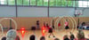 Das Rhönradteam-Schönebeck bei der Sportnacht in der Halle der Lerchenfeldschule, einer der 13 Sporthallen der Stadt. 