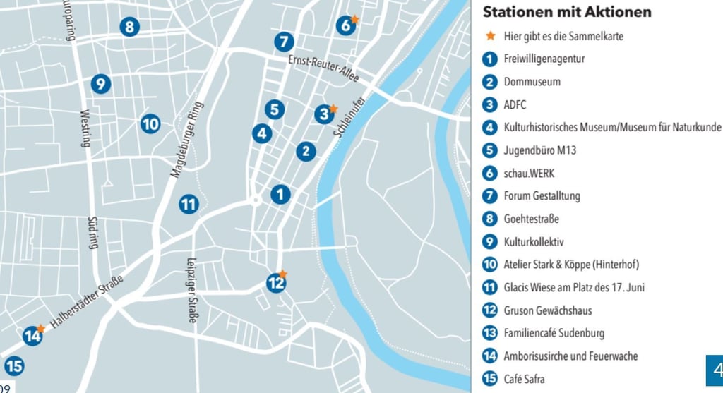 Die Stationen der Fahrradschnitzeljagd Magdeburg 2025.