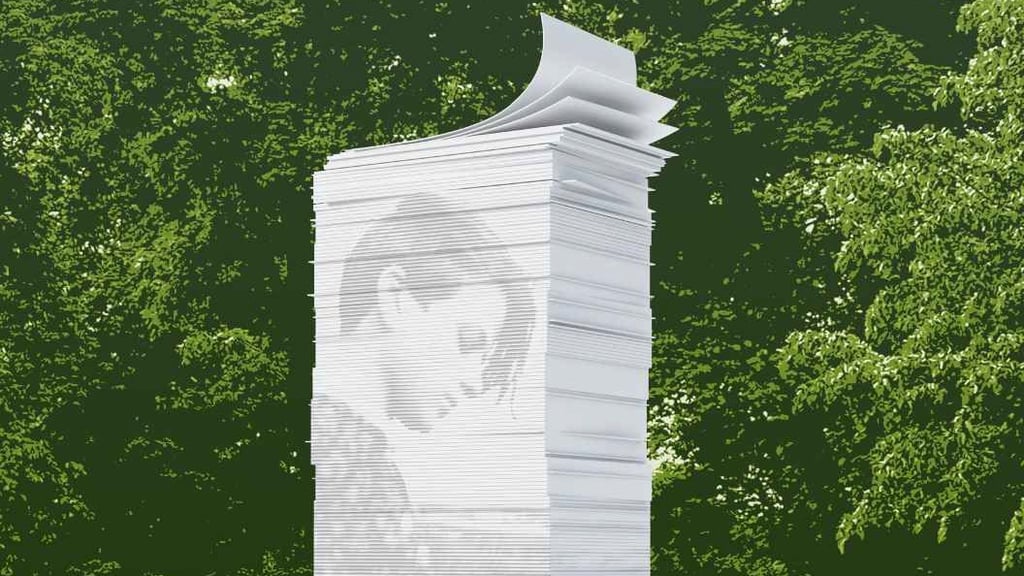 Eine Stele aus gestapelten Flugblättern soll unter dem Titel „Anstoß" in Magdeburg an die Geschwister Scholl erinnern.