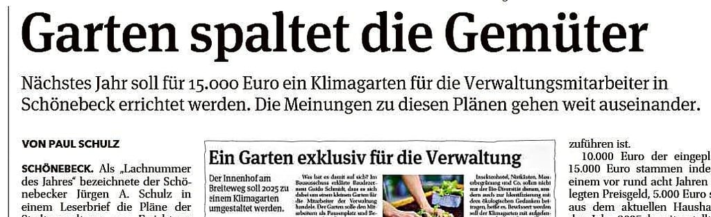 Die Volksstimme berichtete mehrfach über den geplanten Garten.