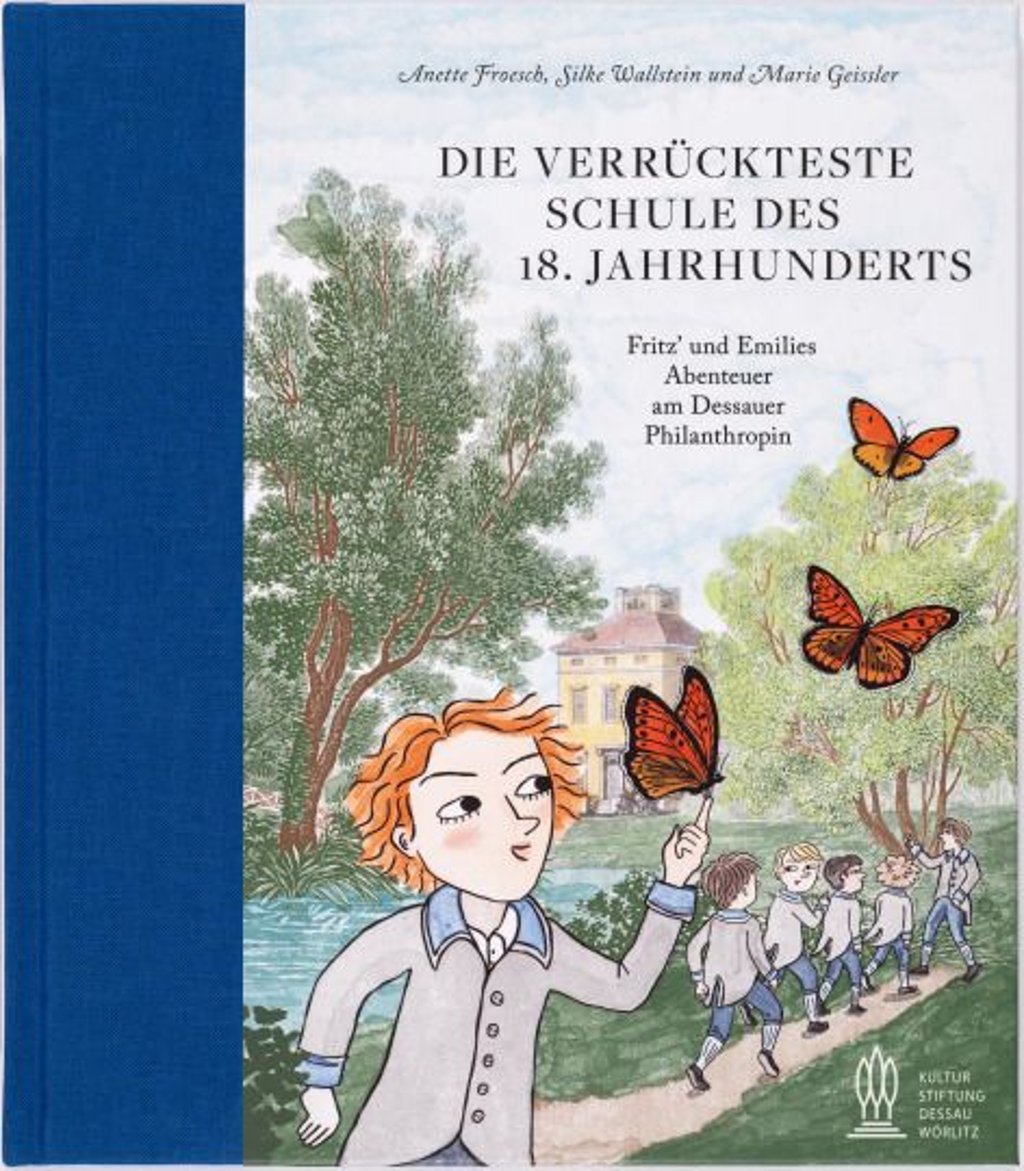 Vom Rohrstock zur Revolution im Klassenzimmer: Fritz erlebt 1776 hautnah, wie Lernen im Philanthropin in Dessau ganz neu gedacht wird – spannend erzählt und farbenfroh illustriert für Kinder ab 8 Jahren.