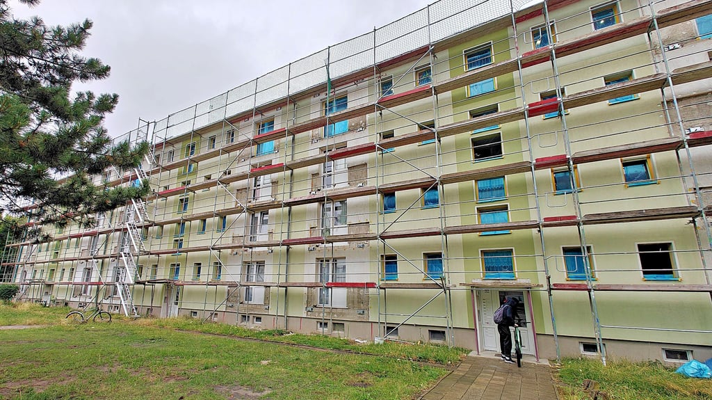 Der Wohnblock Goethestaße 32 - 36 wird saniert.
