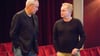 Der Musiker Herbert Grönemeyer (r) und der US-Regisseur Robert Wilson vor zehn Jahren am Berliner Ensemble im Theater am Schiffbauerdamm. (Archivfoto von 2015)