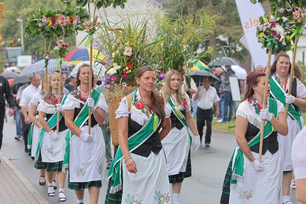 Der große Festumzug zum Harzfest 2025 in Hüttenrode stand am Sonntag, 3. August, ganz im Zeichen des 140-jährigen Jubiläums des Grasedanzes - dem wohl ältesten und schönsten Brauchstumsfest des Harzes.