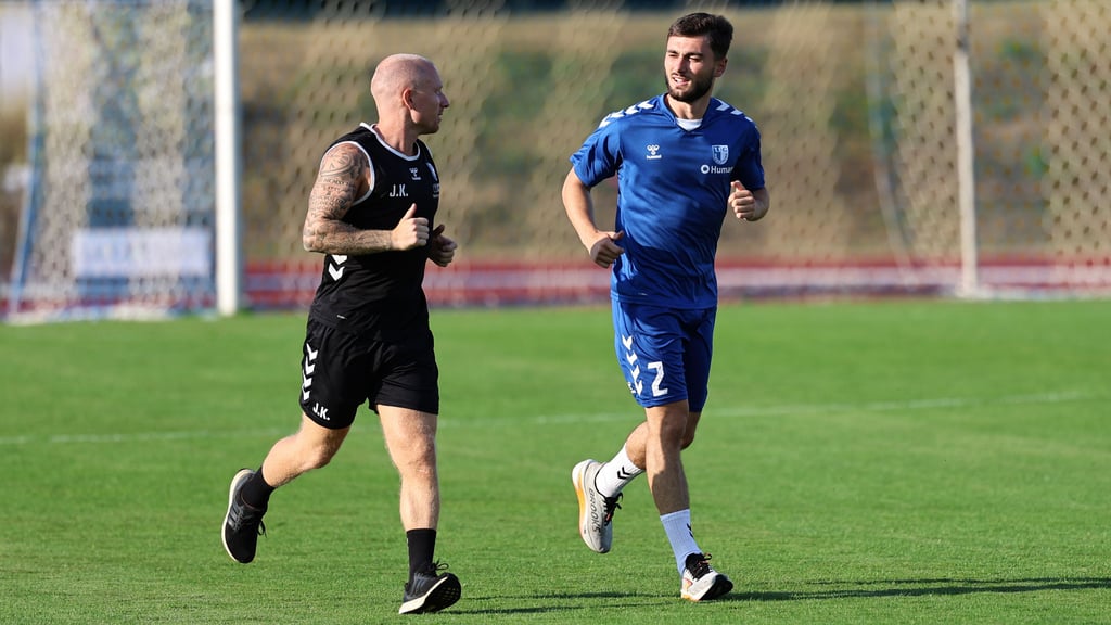 Trainierte mit seinen Teamkollegen vom 1. FC Magdeburg und dann individuell mit Athletiktrainer Jannik Kirchenkamp: Samuel Loric.