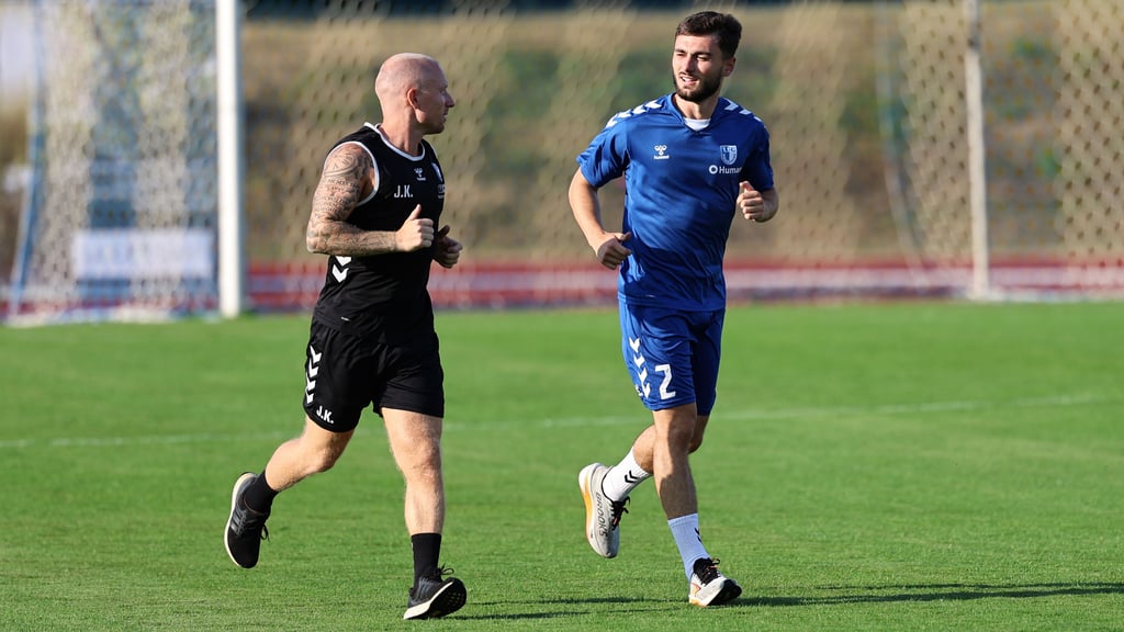Trainierte mit seinen Teamkollegen vom 1. FC Magdeburg und dann individuell mit Athletiktrainer Jannik Kirchenkamp: Samuel Loric.