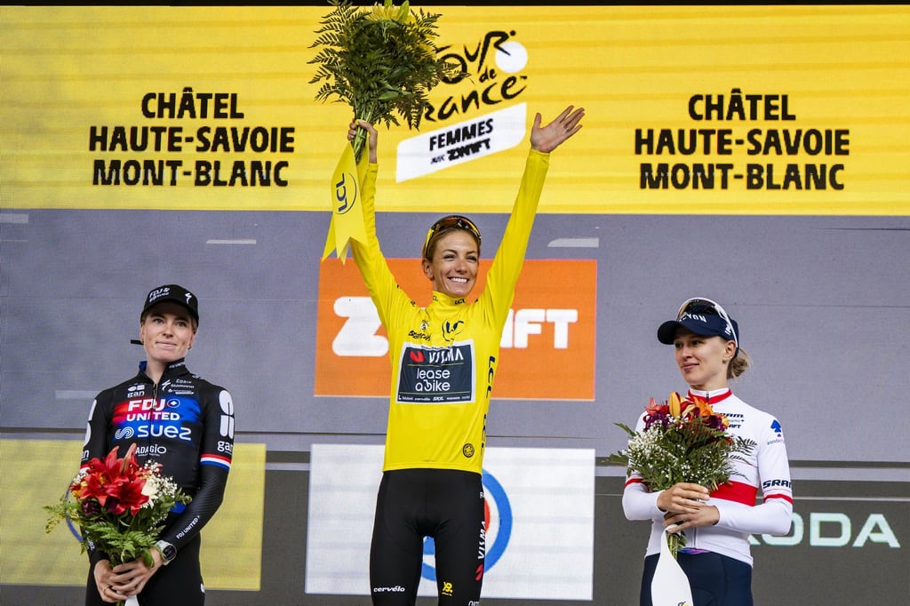 Jubel auf dem Podest: Ferrand-Prevot in Gelb.