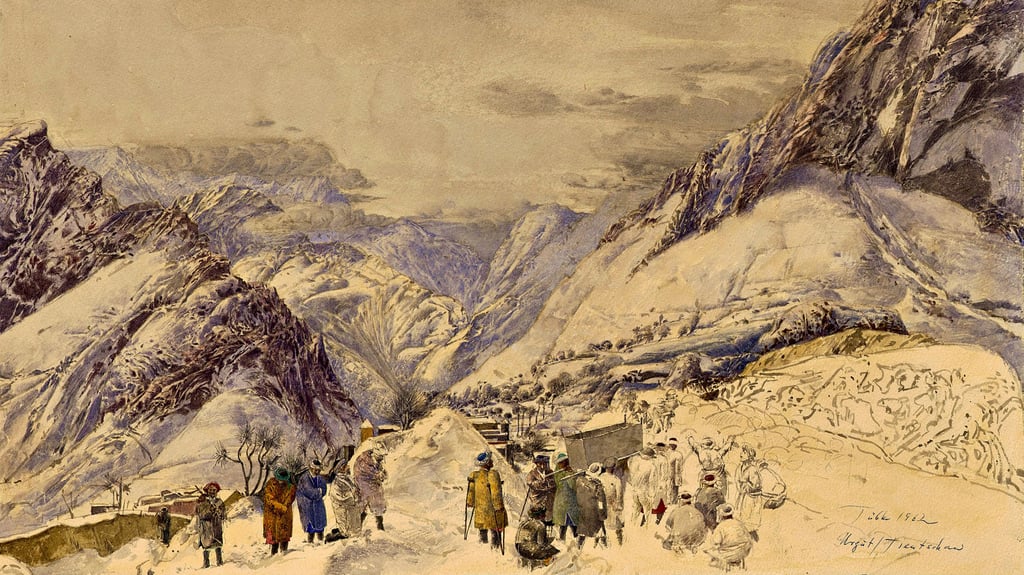 Werner Tübke: Beerdigung im winterlichen Tienschan-Gebirge
