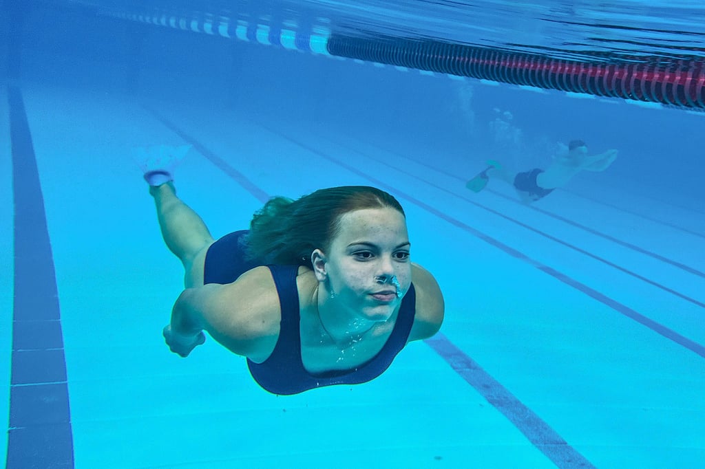 Lina Gebhardt vom gastgebenden Verein Tauchsportfreunde Delphin Naumburg siegte sowohl in der Disziplin 50-Meter-Apnoetauchen als auch im 100-Meter-Flossenschwimmen.