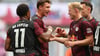 Xaver Schlager (2. v. r.)&nbsp;im Testspiel von RB mit Openda, Orban und Raum.