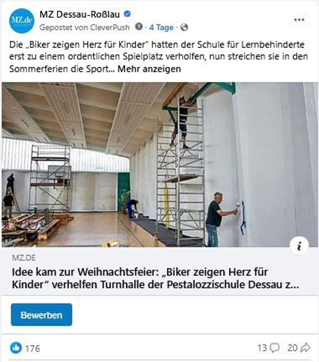 Der Facebook-Post zu den Bikern mit Herz und ihrer besonderen Hilfsaktion.