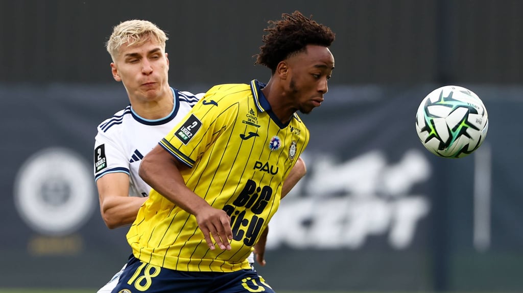 Kandet Diawara (vorne) spielte zuletzt als Leihspieler bei Pau FC und ist neu im Kader beim 1. FC Magdeburg.