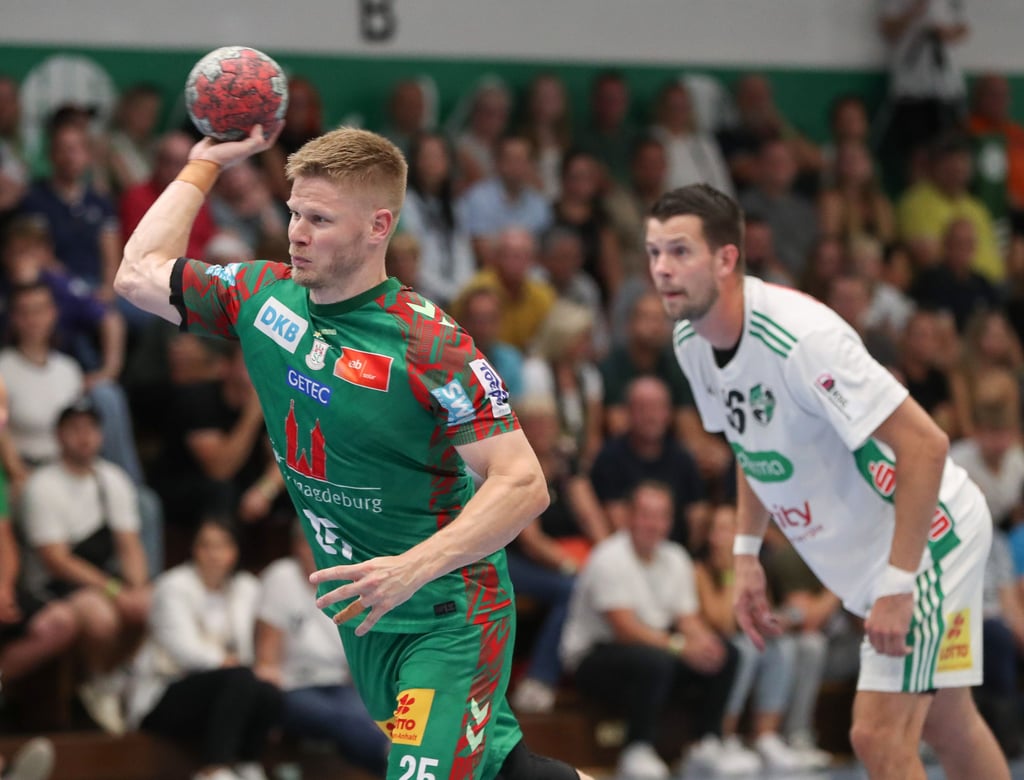 Sebastian Barthold (hier im Spiel gegen Hannover-Burgdorf) war zusammen mit Philipp Weber bester Werfer des SCM beim Test in Aarau. Beide warfen jeweils sechs Tore.