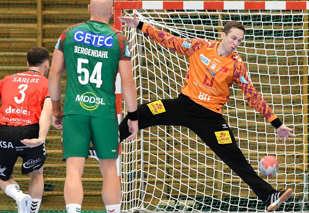 SCM-Torwart Nikola Portner legte im Spiel gegen Aarau sieben Paraden hin, hielt dabei sogar zwei Siebenmeter.