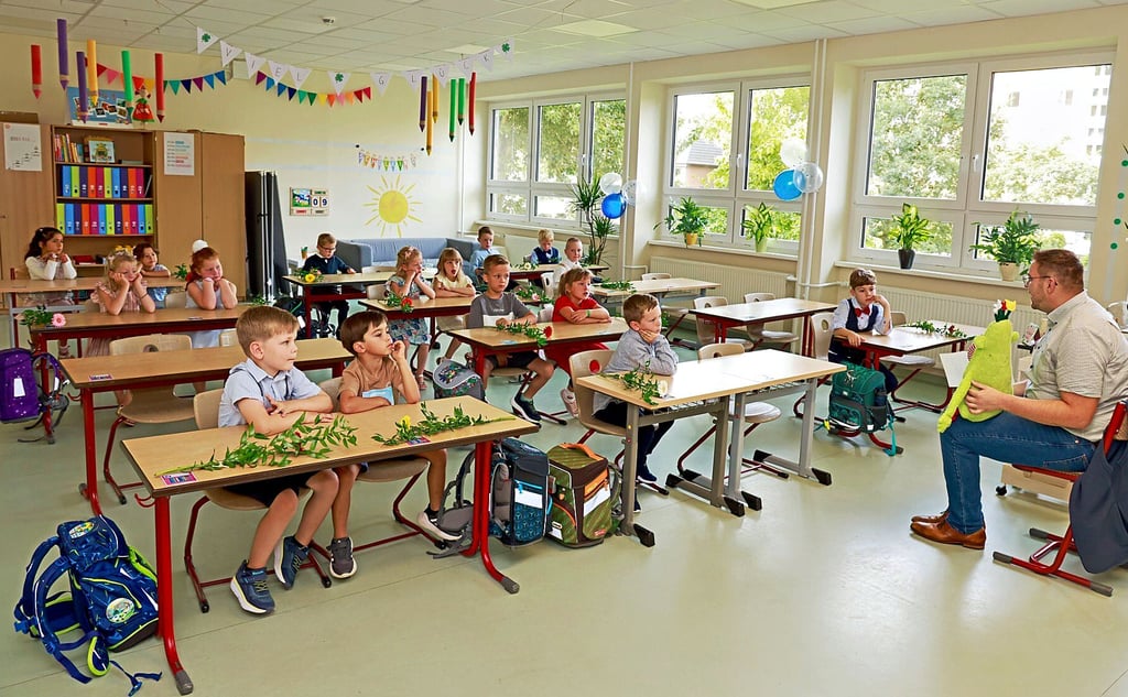 Gleich drei Klassen - hier die 1b - wurden am Sonnabend in der Lessing-Grundschule Salzwedel gebildet. Alle erlebten auch schon ihre erste Unterrichtsstunde.