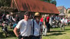 Torsten Busch (l.) und Ralf Woyack organisierten das Motorrad-Treffen „Motorrad-Klassik-Sonntag“ im Burgenlandkreis&nbsp;in Sachsen-Anhalt, das einer Zeitreise durch die Geschichte der Fahrzeuge anmutet.
