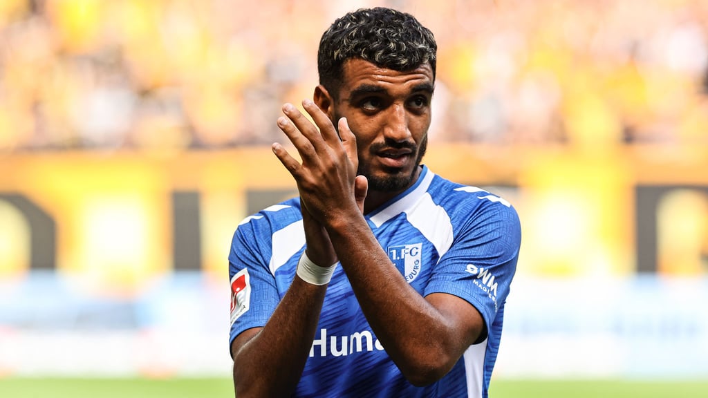 Rayan Ghrieb gab bei dem Spiel gegen Dynamo Dresden sein Debüt für den 1. FC Magdeburg.