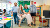 Alles klar für den Start des neuen Schuljahres  an der Freien Evangelischen Grundschule Zeitz:  Benjamin Filitz (von links), Julia Fichtner, Lisa Klawonn und  Jan Henkelmann freuen sich auf die Kinder. 