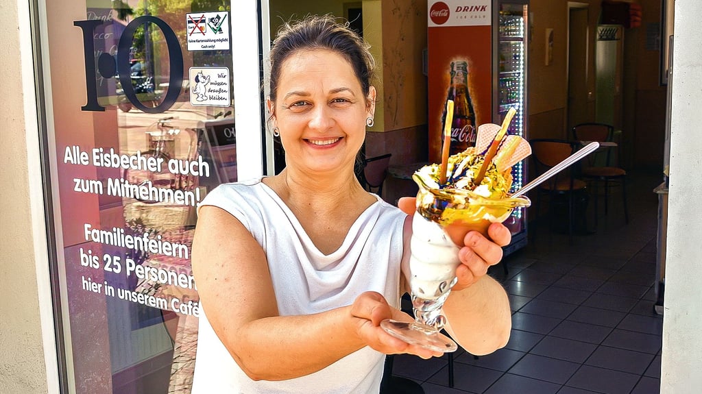 Doreen Todzi hat in ihrem Eiscafé die Eis-Sensation der Börde erschaffen. Ab heute gibt es dort den Dubai-Eisbecher zu kaufen.