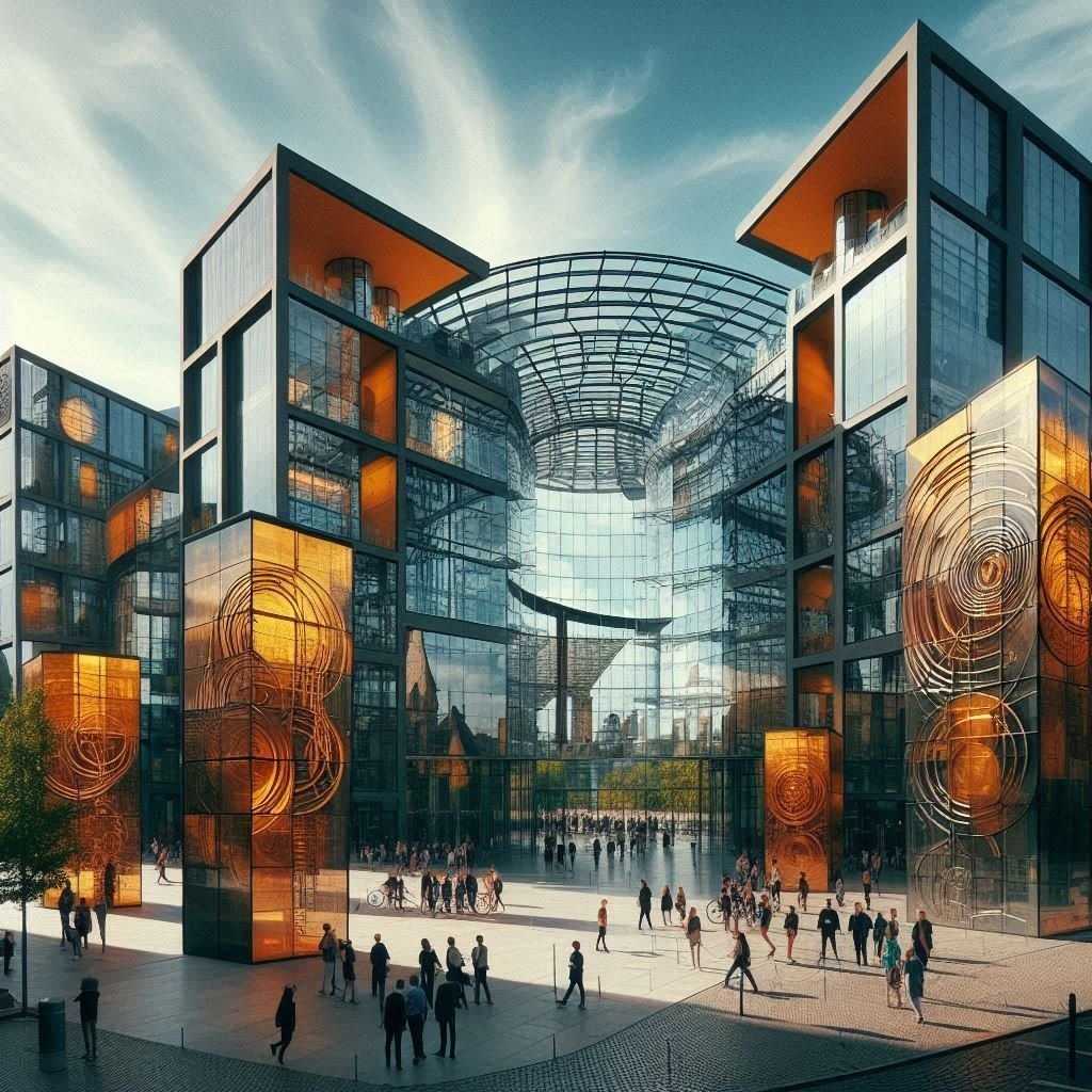 Ein KIi-Entwurf des Zukunftszentrums Deutsche Einheit: So ähnlich sieht Ralph Hammerthalers Vision von Halle als Hauptstadt des Tri-Staates aus.