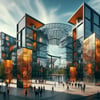 Ein KIi-Entwurf des Zukunftszentrums Deutsche Einheit: So ähnlich sieht Ralph Hammerthalers Vision von Halle als Hauptstadt des Tri-Staates aus.