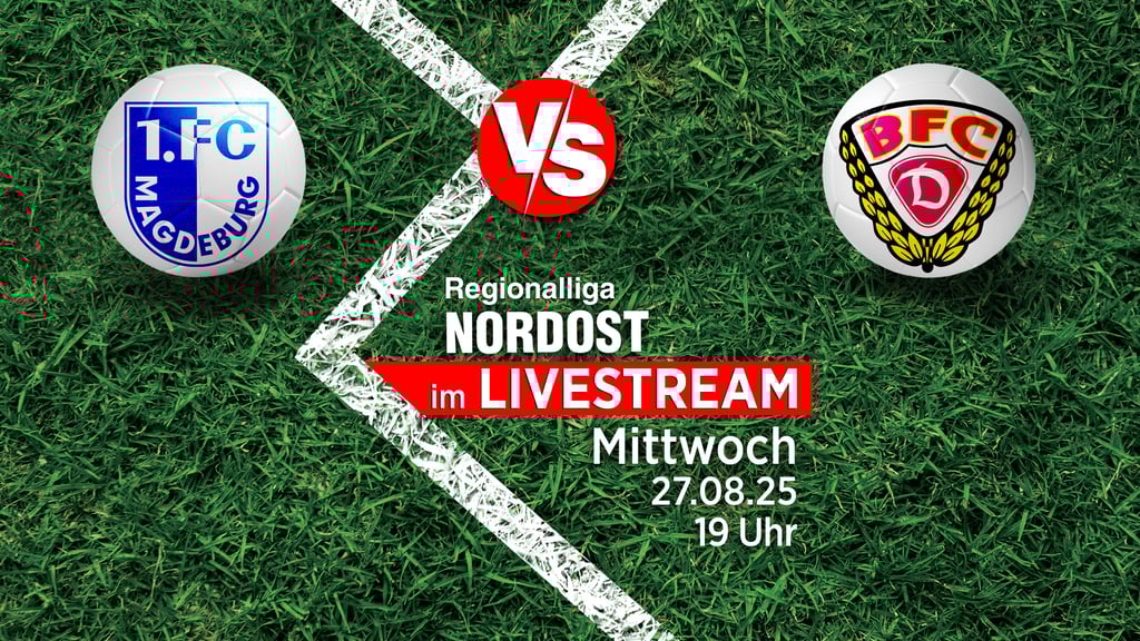 Der 1. FC Magdeburg II empfängt am 27. August den BFC Dynamo. Wir zeigen die Partie der Regionalliga Nordost ab 19 Uhr im Livestream.