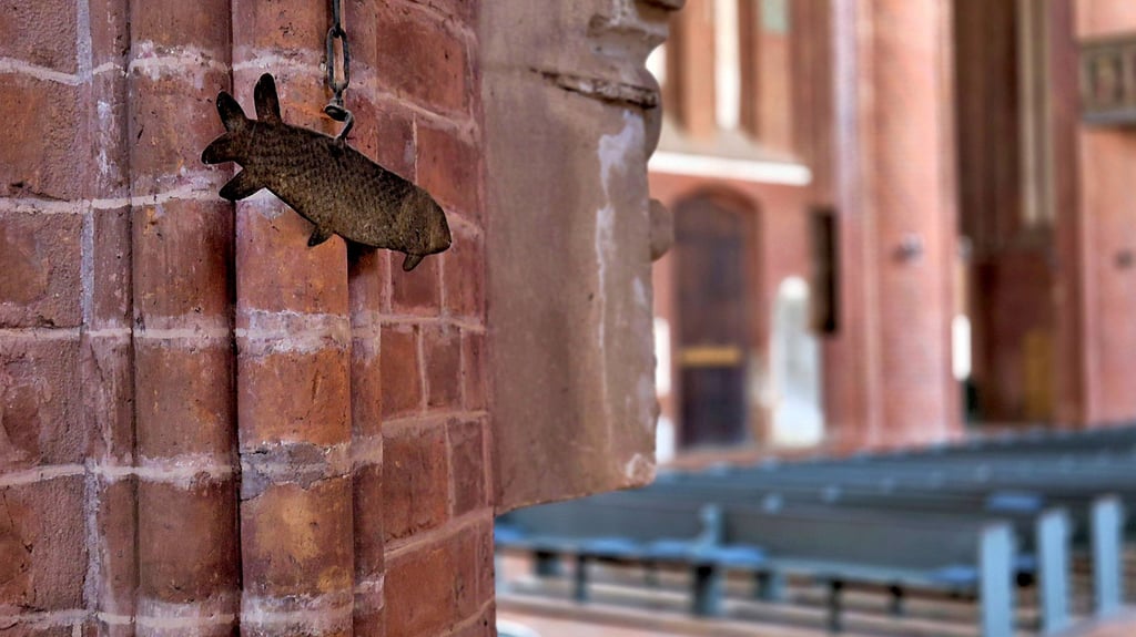 Dieser Fisch in der Marienkirche in Stendal erinnert an eine Flut, die die Kirche vor 600 Jahren überschwemmt hat.