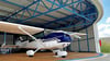 Blick in einen Rundhangar am Flugplatz Oppin