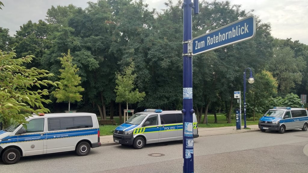 Zum Start des Baumhauses waren dutzende Polizisten mit Einsatzwagen angerückt.