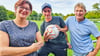 Sandy Franke, René Schumann und Kai Schmidt (v.l.), der Torhüter der Männermannschaft, freuen sich auf das Wochenende. 