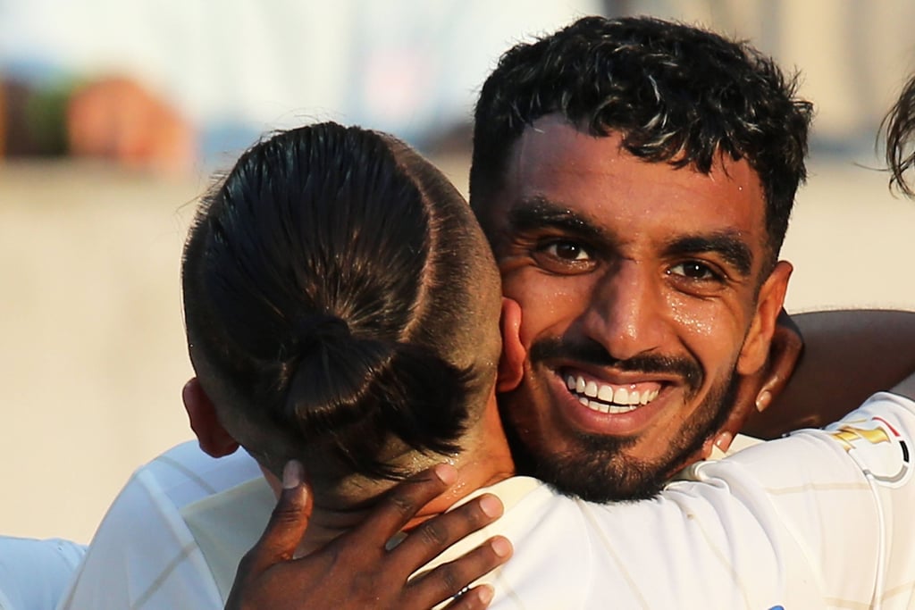 Rayan Ghrieb, Doppeltorschütze beim DFB-Pokalspiel zwischen dem 1. FC Magdeburg und dem 1. FC Saarbrücken.
