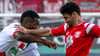 Niklas Landgraf (r.) wurde nach dem DFB-Pokalspiel gegen Augsburg zum Spieler des Spiels gekührt. 