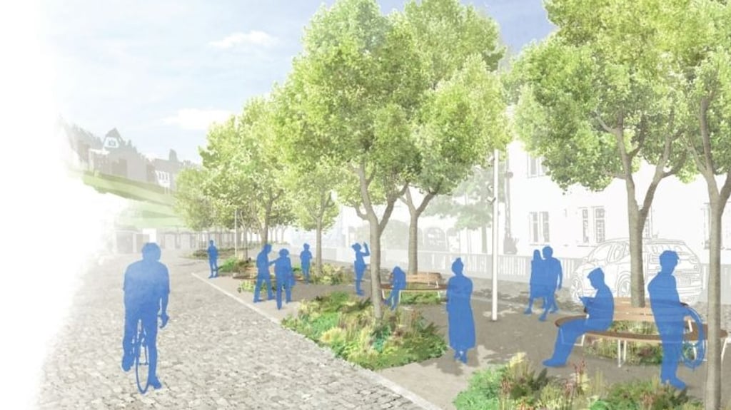 Ein völlig neuer Anblick: Wird diese Visualisierung umgesetzt, erwächst die Gerstenbergkpromenade in Bad Kösen tatsächlich zur Promenade – mit einem grünen Fußgängerbereich in der Mitte.