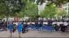 Rund 170 Fahrzeuge trafen sich auf dem Bitterfelder Marktplatz, bevor es hinauf zum Bitterfelder Bogen zum Bikergottesdienst ging.