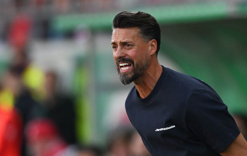 Sandro Wagner im DFB-Pokal seines FC Augsburg beim Halleschen FC.