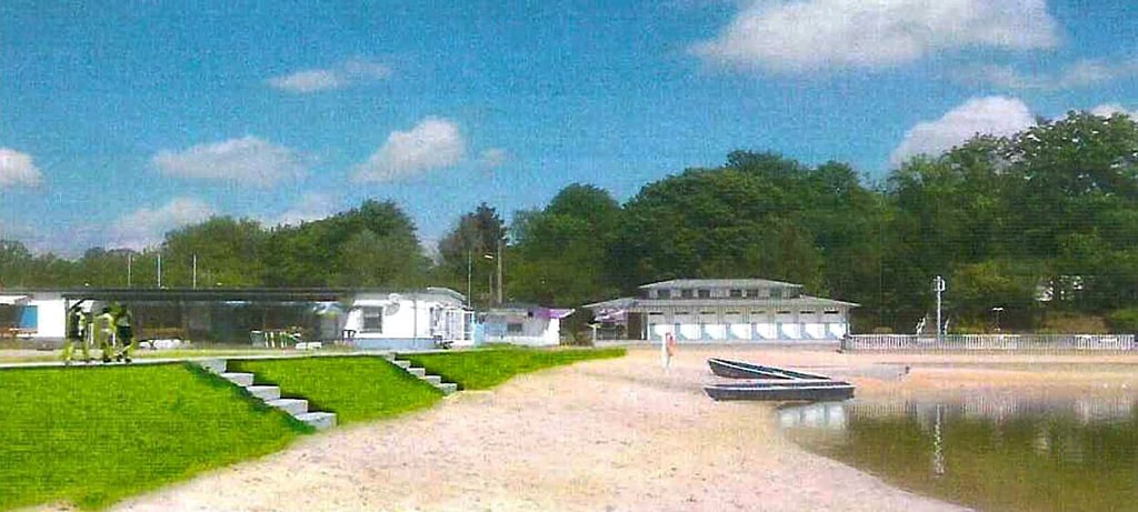 So könnte das West-Ufer des Strandsolbads in Staßfurt umgestaltet bereits zur Badesaison 2026 aussehen.