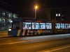 Blick auf eine MVB-Straßenbahn in Magdeburg.