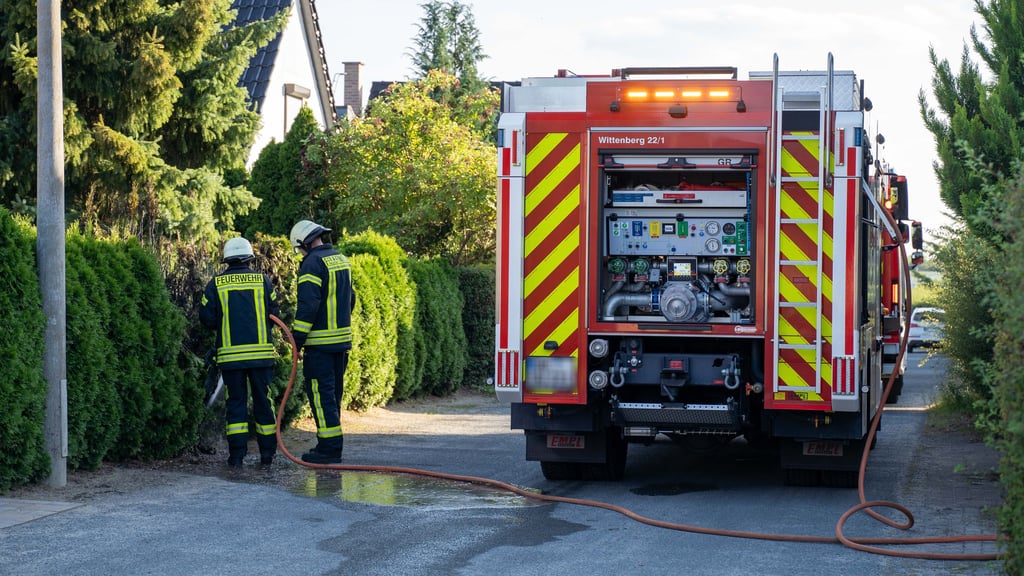 In Wittenberg steht eine Hecke in Flammen.