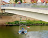 Brückenprüfung an der Marktbrücke in Bernburg. 