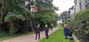 Szene vom Start des Baumhaus-Protestes am Hammersteinweg in Höhe der Hubbrücke in Magdeburg. In sieben Metern Höhe haben die Protestler ihr Baumhaus bezogen. 