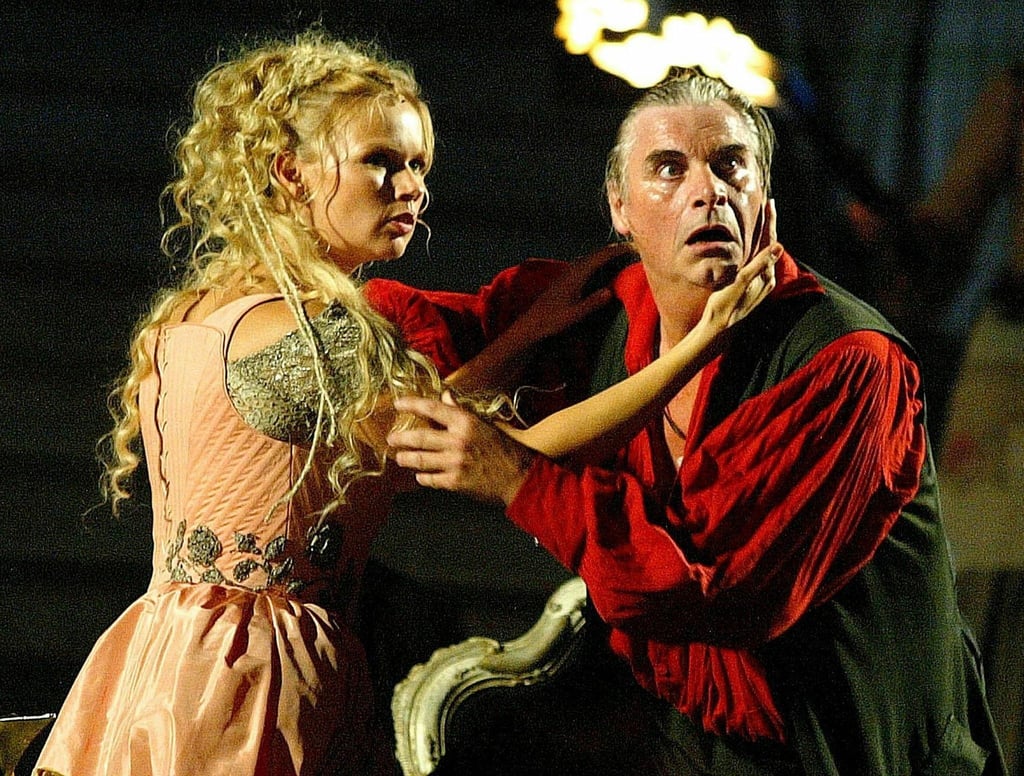 Peter Simonischek und Veronica Ferres bei einer „Jedermann“-Probe 2003.