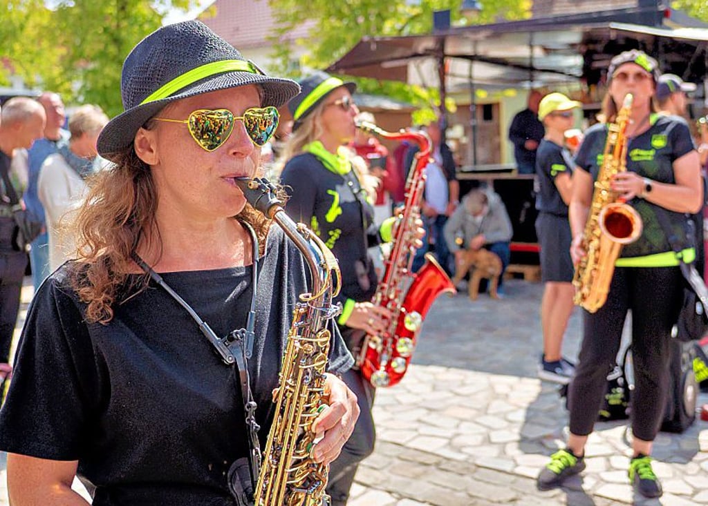 Stimmungsvoll stimmten Musiker Sax’n Anhalt VIP Band ihre Lieder in Gommern an.
