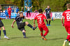 Kurz vor dem Abpfiff  hat Moritz-Niklas Prater (l.) den Siegtreffer für Bad Kösen im Regionalderby gegen Aufsteiger Baumersroda auf dem Fuß, aber die Partie endet torlos.